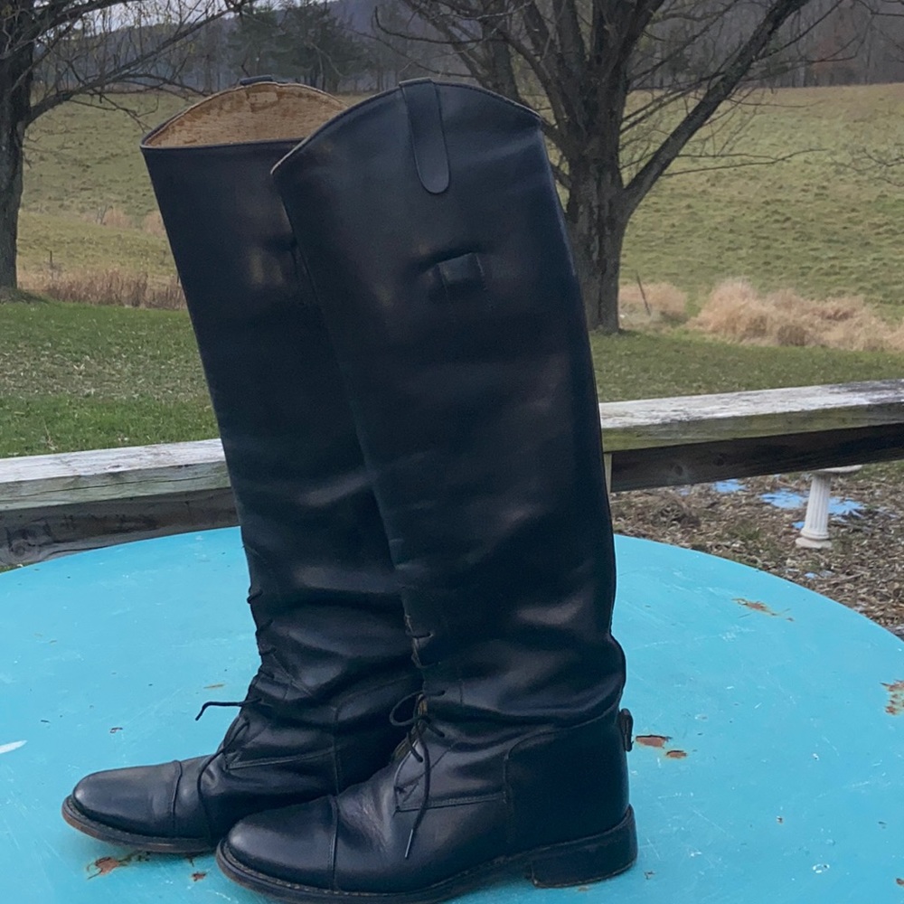 Black leather field boots size 7.5 VGUC